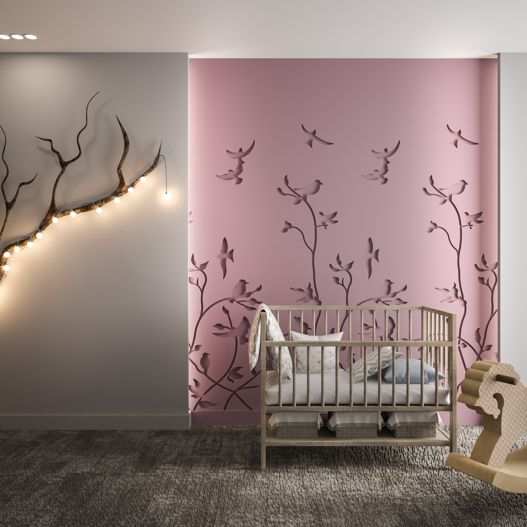 Bas-relief SPRING TREE, module en plâtre, motif floral