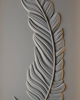 Bas-relief PLUMA, module en plâtre, motif floral