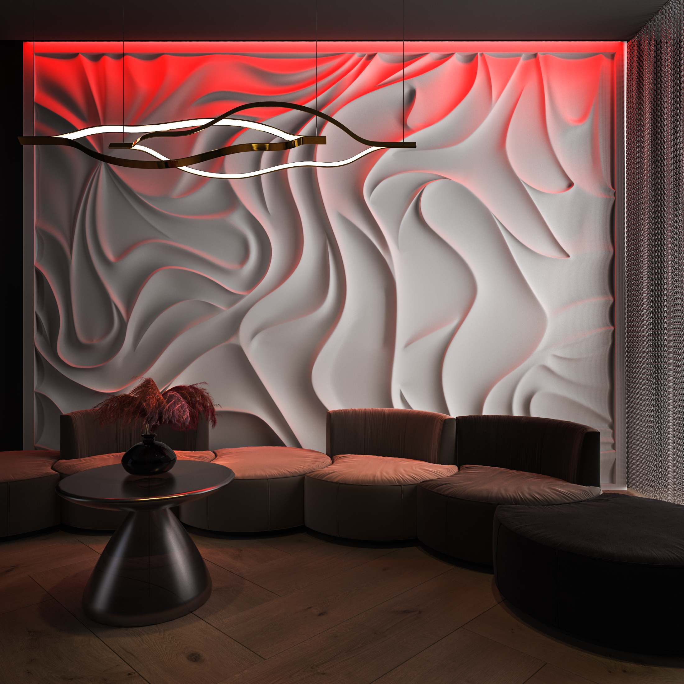 Bas-relief VELVET, module en plâtre, motif abstrait
