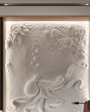 Bas-relief KRAKEN, module en plâtre, motif de conception