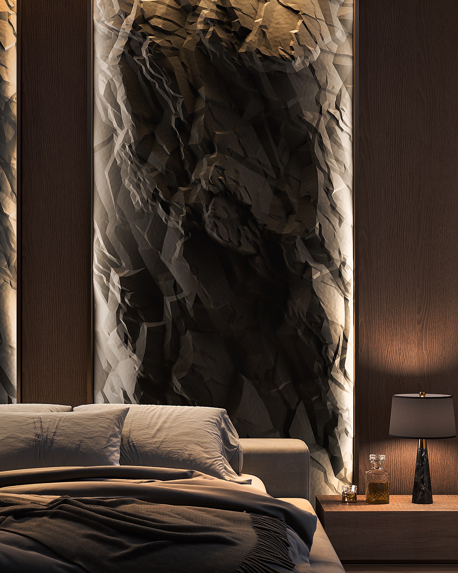 Bas-relief Volcanic posé en situation