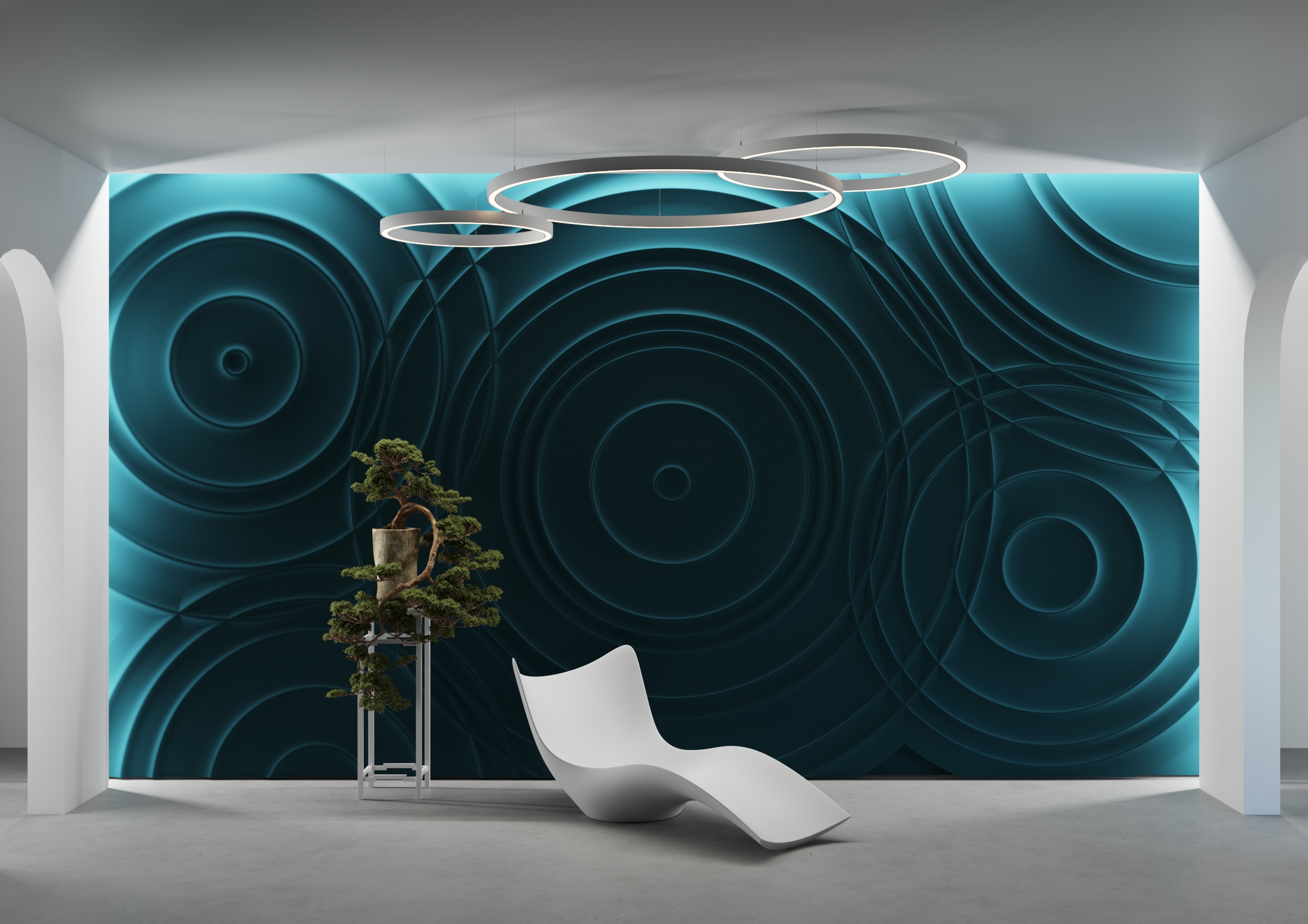 Bas-relief MUSIC, module en plâtre, motif abstrait