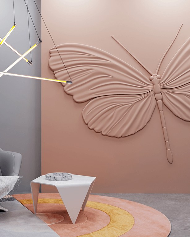 Bas-relief BUTTERFLY posé en situation