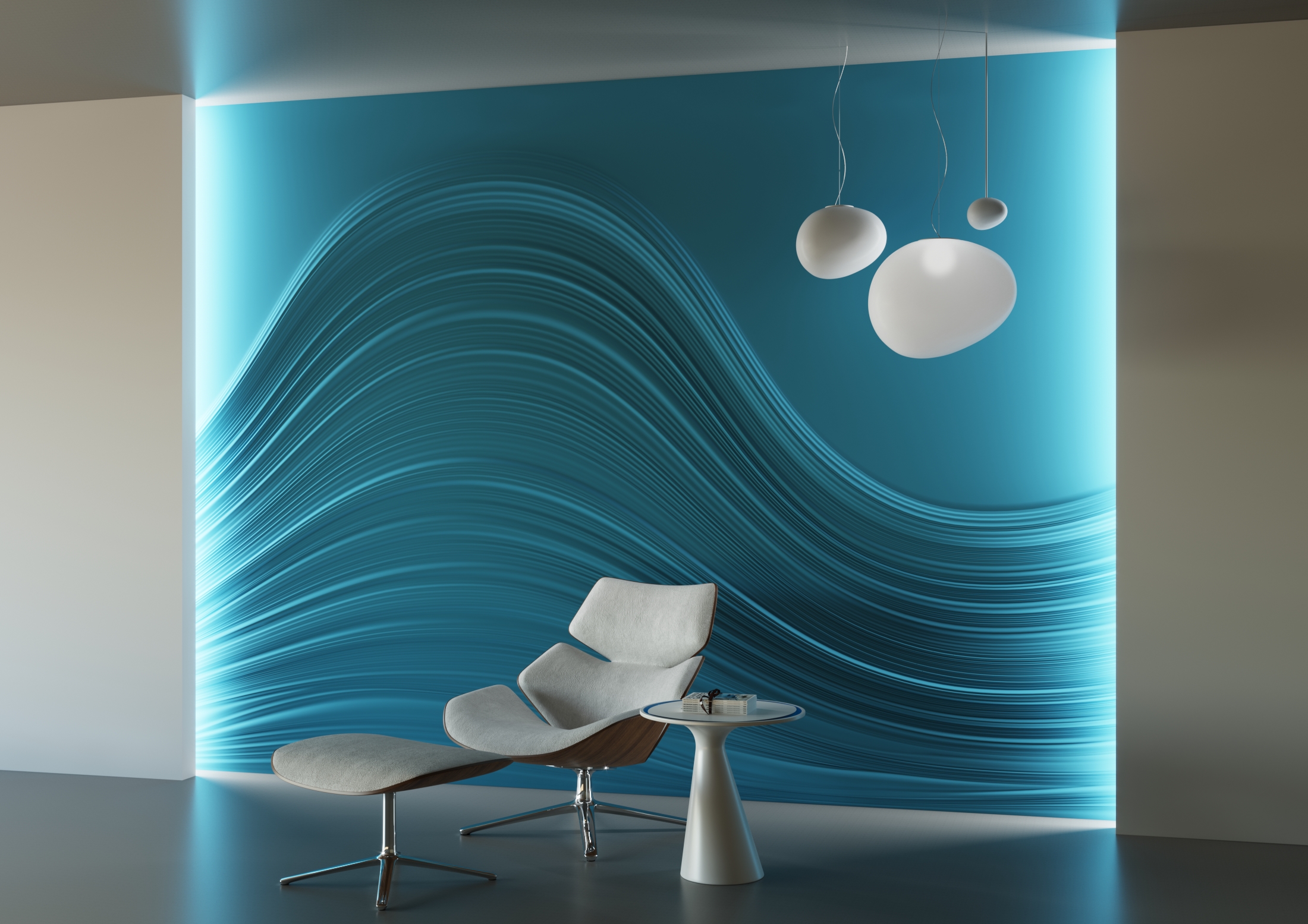 Bas-relief BIG WAVE, module en plâtre, motif de conception
