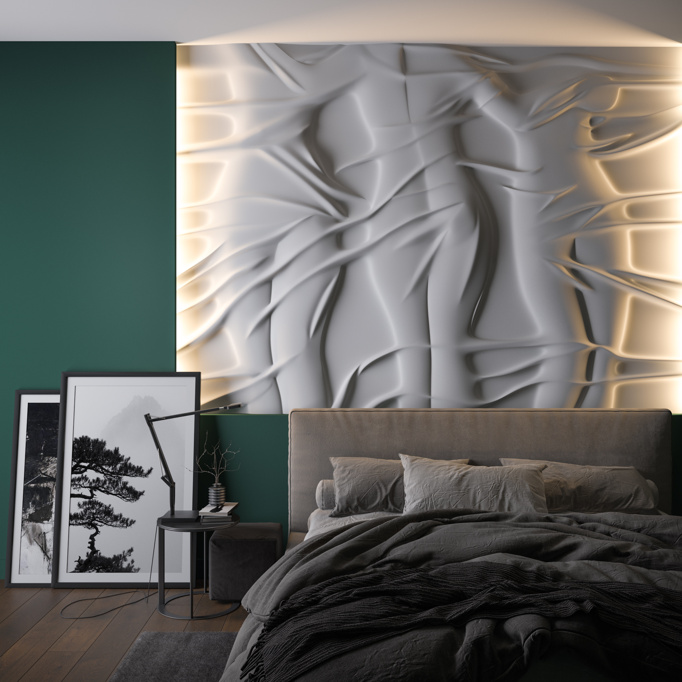 Bas-relief WOMEN, module en plâtre, motif abstrait