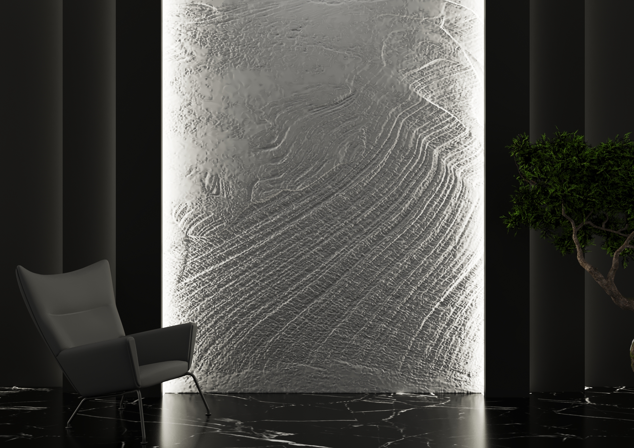 Bas-relief BREEZE, module en plâtre, motif de conception