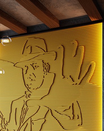 Bas-relief AL CAPONE, module en plâtre, figure humaine