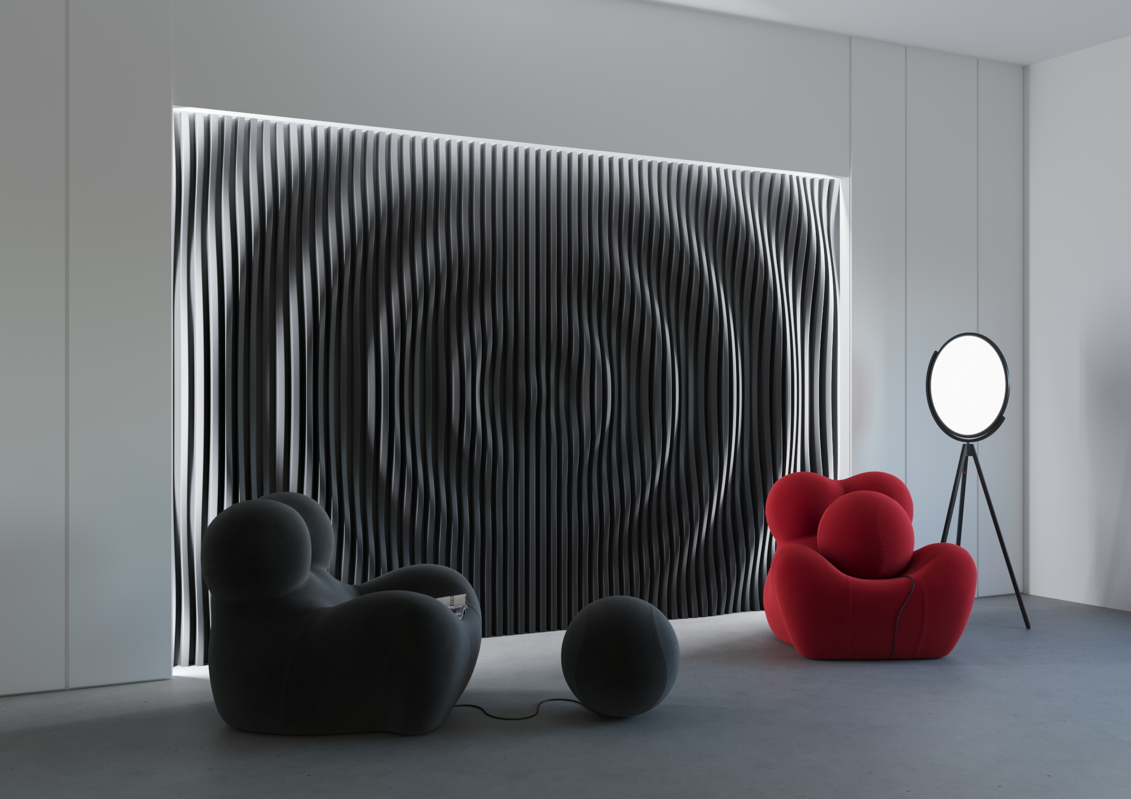 Bas-relief VOLUME, module en plâtre, motif abstrait