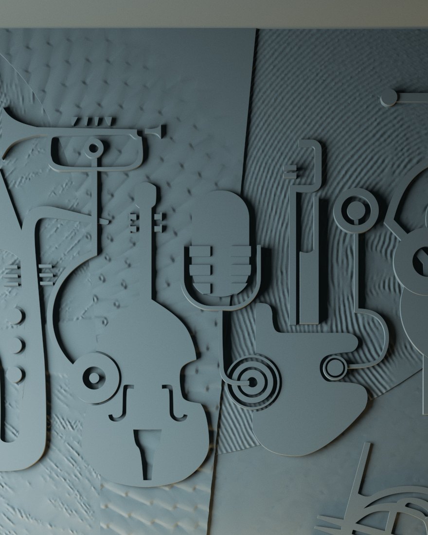 Bas-relief ORCHESTRA, module en plâtre, motif de conception