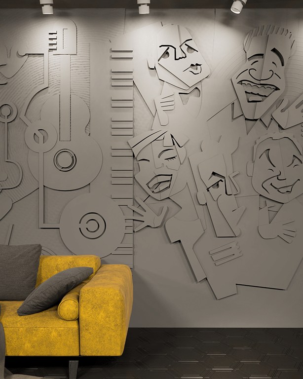 Bas-relief ORCHESTRA posé en situation