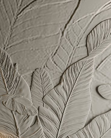 Bas-relief JUNGLE, module en plâtre, motif floral