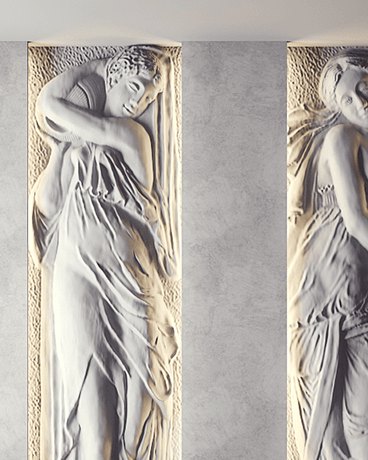 Bas-relief FOUNTAIN OF INNOCENTS, module en plâtre, motif mythologique