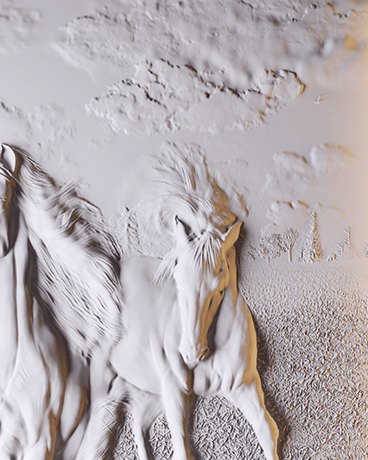 Bas-relief HORSES, module en plâtre, motif animalier