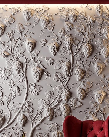 Bas-relief VINE, module en plâtre, motif floral