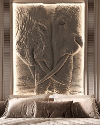 Bas-relief RHINOCER posé en situation