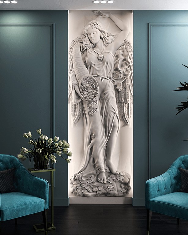 Bas-relief FORTUNA posé en situation