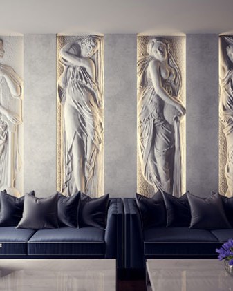 Bas-relief HYGEIA posé en situation