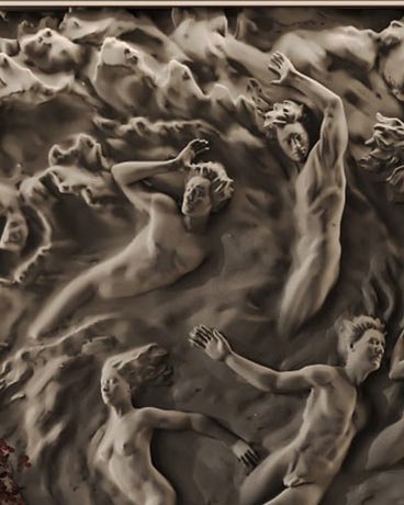 Bas-relief DEVIL'S ADVOCATE, module en plâtre, motif mythologique