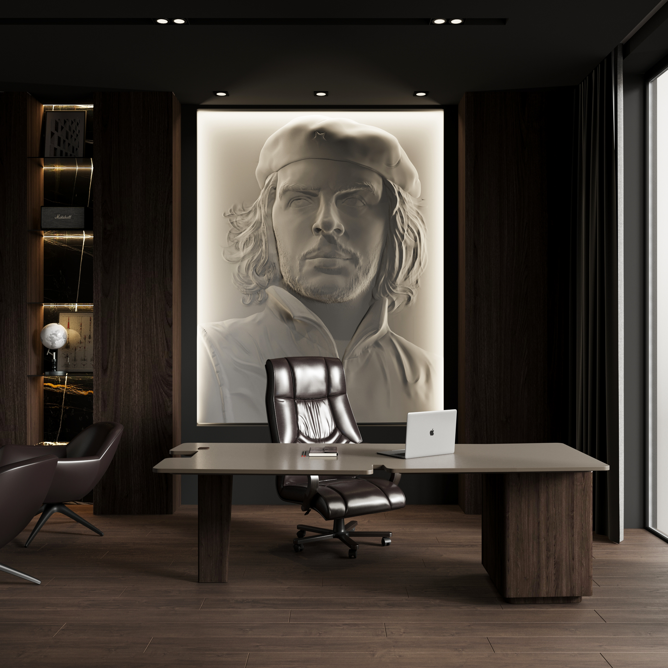 Bas-relief CHE GUEVARA, module en plâtre, figure humaine