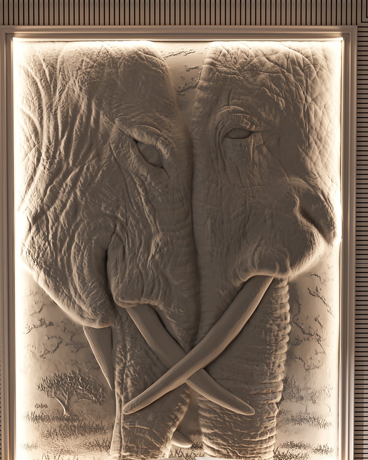 Bas-relief DILEMMA, module en plâtre, motif animalier