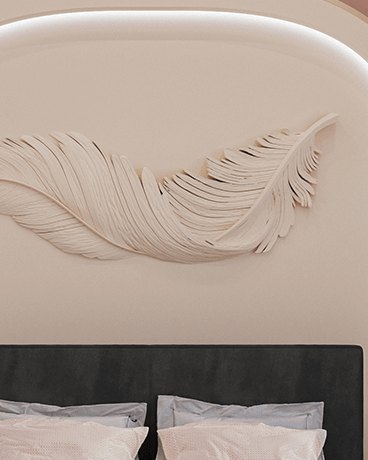Bas-relief FEATHER, module en plâtre, motif floral