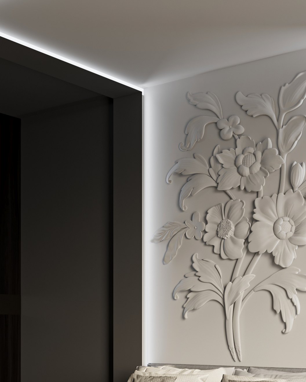 Bas-relief BOUQUET, module en plâtre, motif floral
