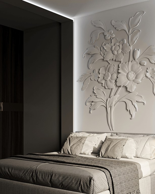 Bas-relief BOUQUET posé en situation