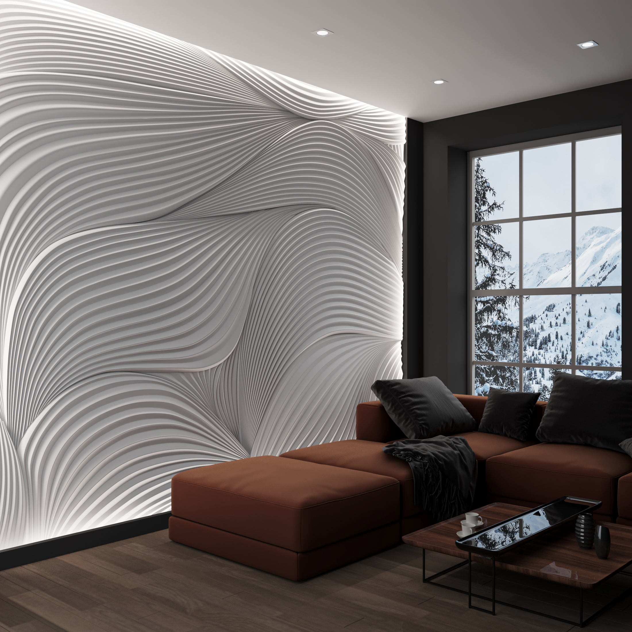 Bas-relief SILK, module en plâtre, motif abstrait
