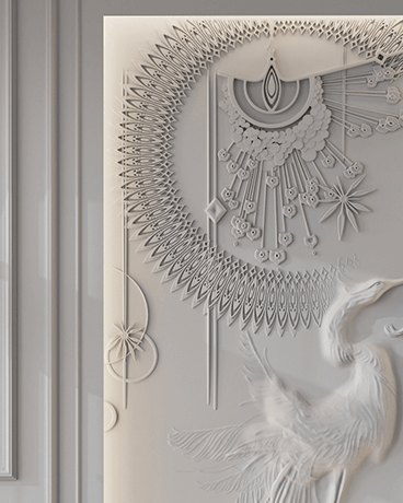 Bas-relief SPIRIT, module en plâtre, motif animalier