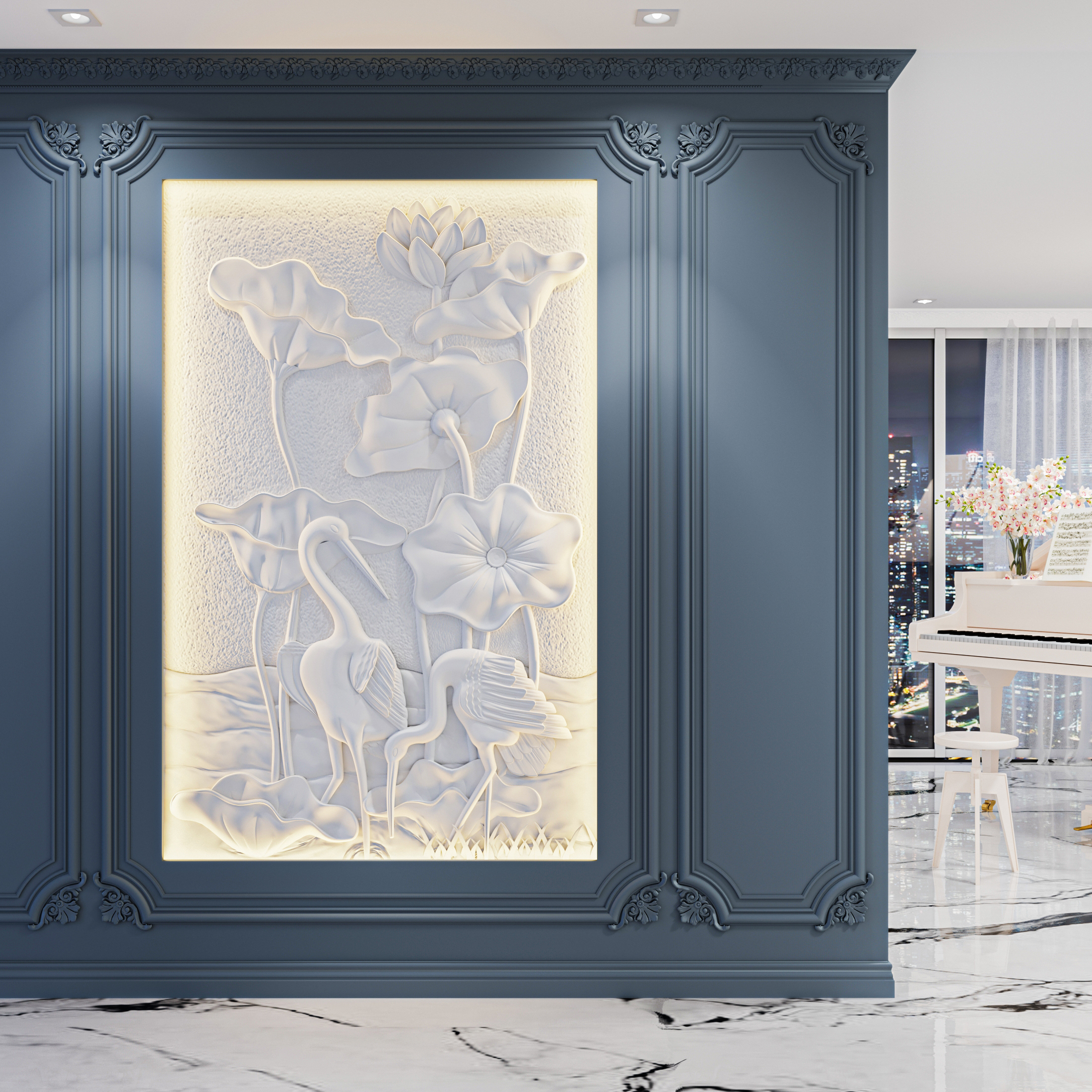 Bas-relief STORK, module en plâtre, motif floral