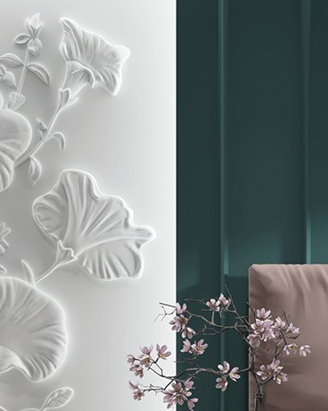 Bas-relief BLOOMY, module en plâtre, motif floral