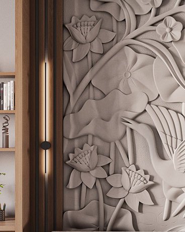 Bas-relief ORCHIDS, module en plâtre, motif floral