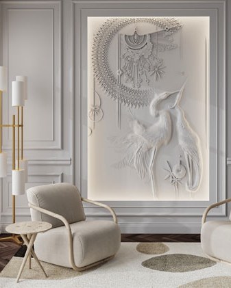 Bas-relief ORCHIDS posé en situation