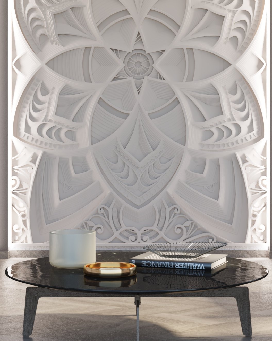 Bas-relief ROYALTY, module en plâtre, motif de conception
