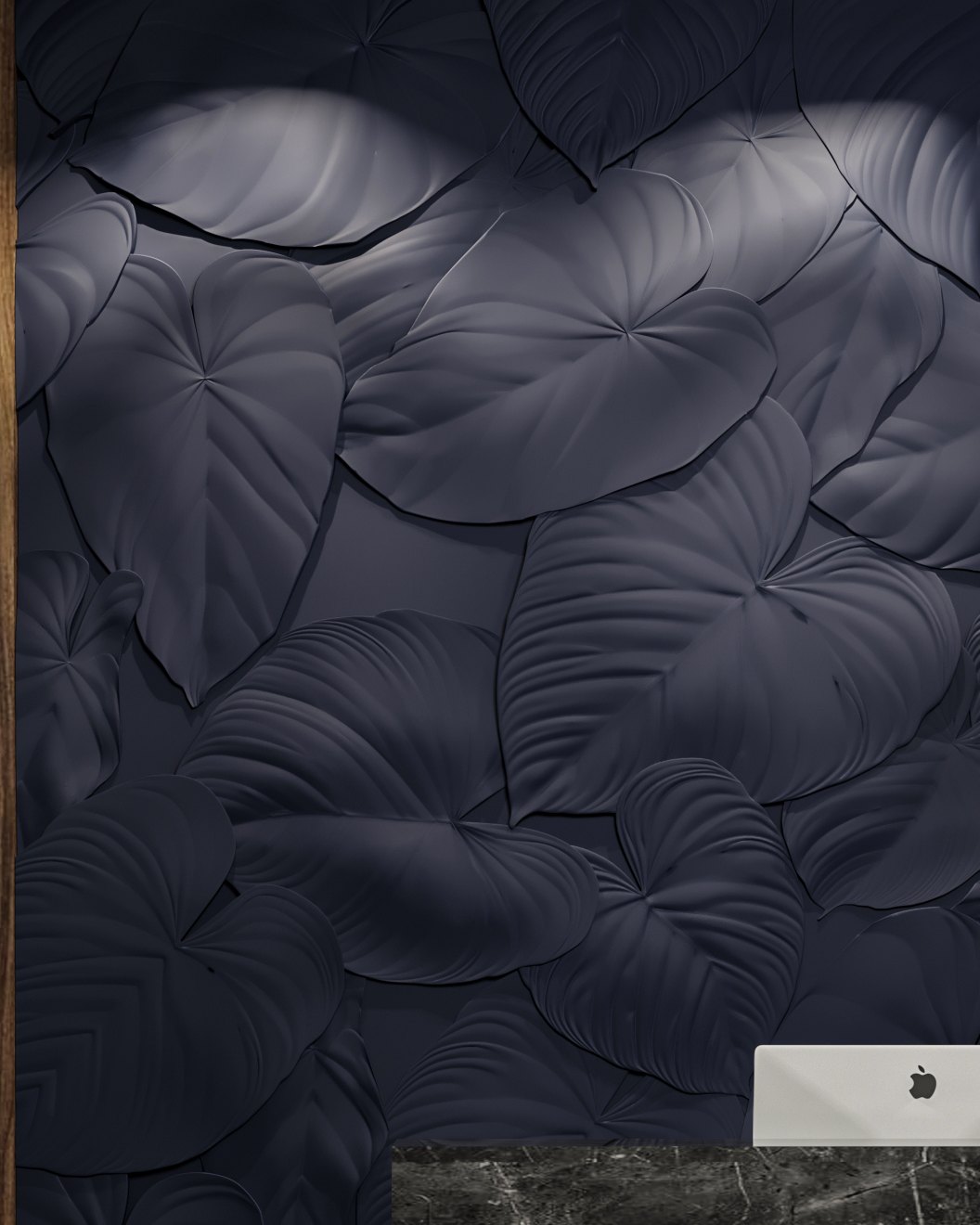 Bas-relief FOGLIAME, module en plâtre, motif floral