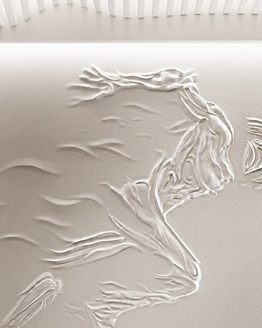 Bas-relief RUNNER, module en plâtre, figure humaine