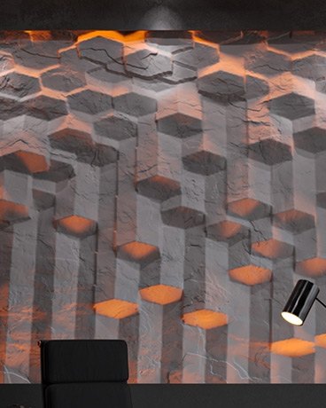 Bas-relief SYMPHONY OF STONES, module en plâtre, motif de conception