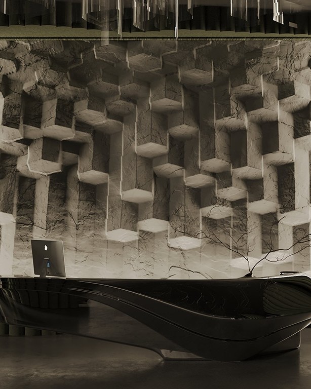 Bas-relief SYMPHONY OF STONES posé en situation
