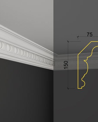 Moulure de plafond K-01 posé en situation