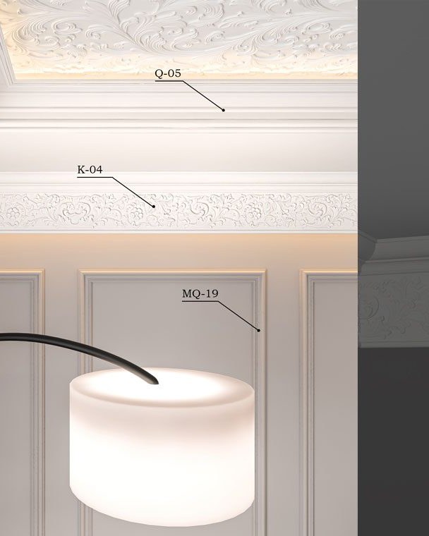 Moulure de plafond K-04 posé en situation