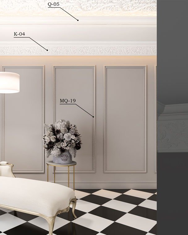 Moulure de plafond K-04 posé en situation