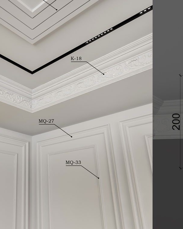 Moulure de plafond K-18 posé en situation