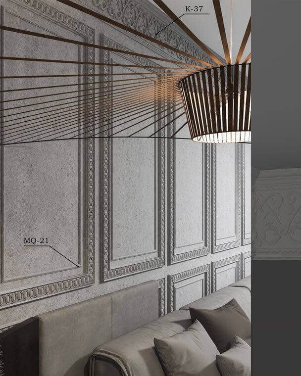 Moulure de plafond K-37 posé en situation