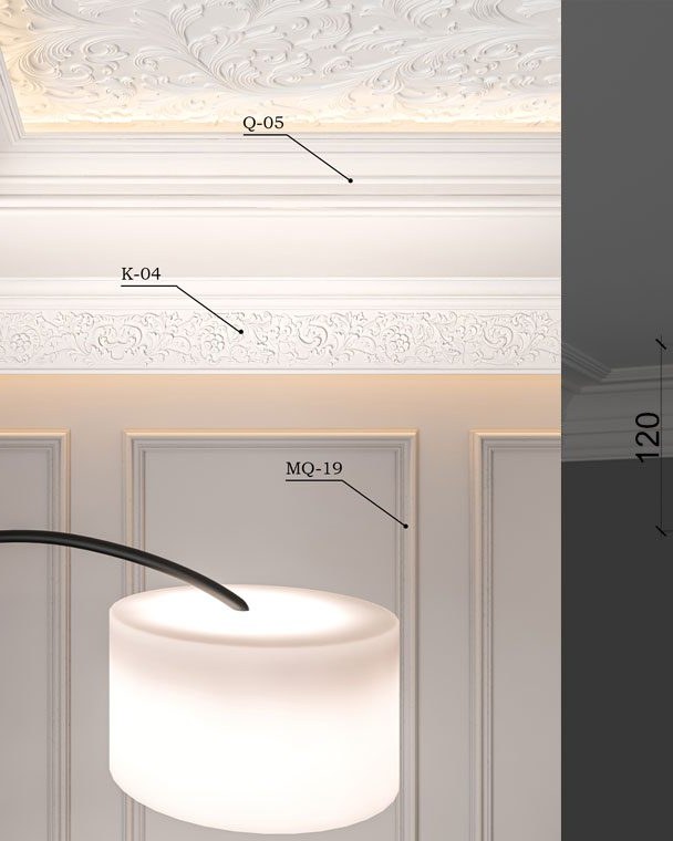 Moulure de plafond Q-05 posé en situation