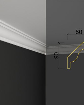 Moulure de plafond Q-25 posé en situation