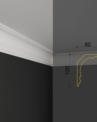 Moulure de plafond Q-25 posé en situation