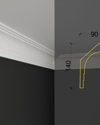 Moulure de plafond Q-55 posé en situation